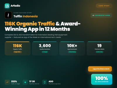 Toffin F&B Success Story: 232% Traffic Growth & Award-Winning App - Référencement naturel