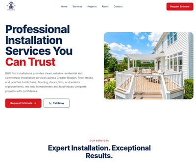 Lead-generation website for BHS Pro Installations, Boston - Website Creatie