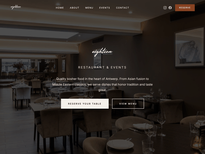 Eighteen: logo, huisstijl en website voor restaurant en events - Création de site internet