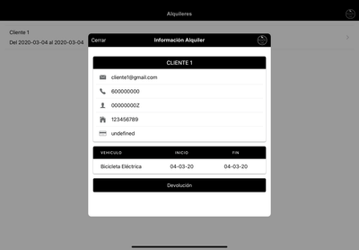 App para alquiler de vehículos - App móvil