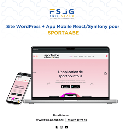 Site WordPress + App Mobile React/Symfony pour Sportaabe - Website Creation