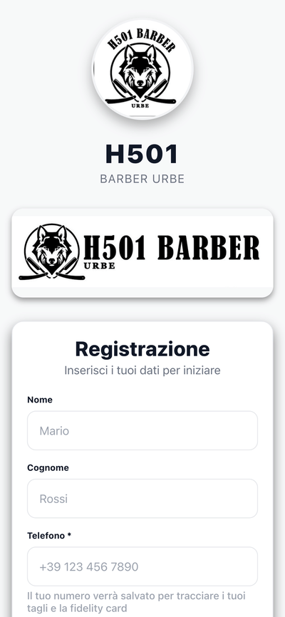 H501 Barber — Barbershop booking PWA - Applicazione web