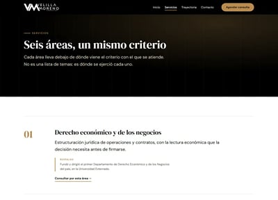 Sitio web de Velilla Moreno Consulting, reconstruido desde cero - Creación de Sitios Web