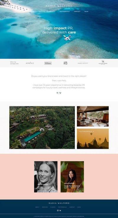 New Squarespace Website for Nadia Walford PR - Website Creation