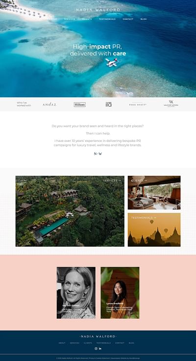 New Squarespace Website for Nadia Walford PR - Webseitengestaltung