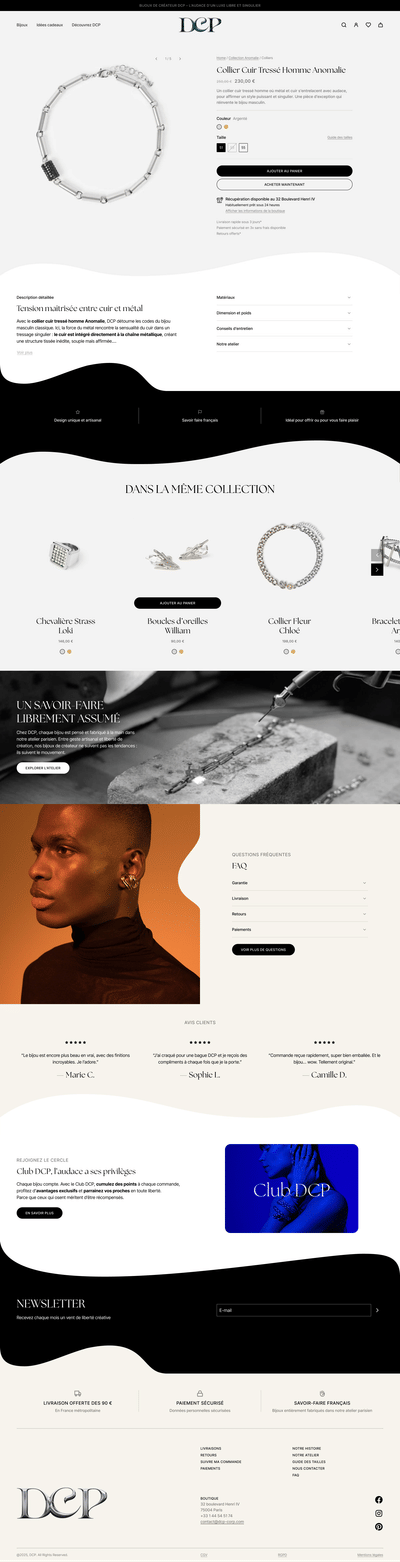DCP Paris, e-shop en sur-mesure, dans la joaillerie, Shopify - Website Creatie