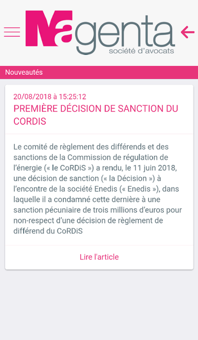 Application actualité juridique et dawn raid - Web Application