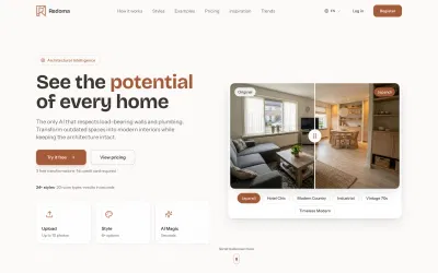 Redoma AI — AI-platform voor interieurontwerp - Website Creatie
