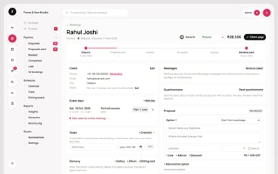 Photography studio CRM, from enquiry to delivery - Développement de Logiciel