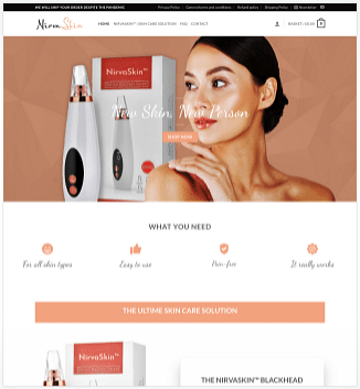 Site e-commerce Nirva-skin monoproduit - Website Creatie