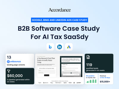Accordance - $60K pipeline, 119 leads for AI Tax SaaS Research - Online Advertising