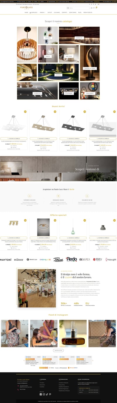 Creazione E-commerce, UI/UX Design e Advertising Puntolucestore.it - E-Commerce