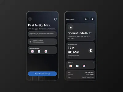 Sperrstunde: Weniger Doomscrolling, bessere Schlafroutinen. - Mobile App