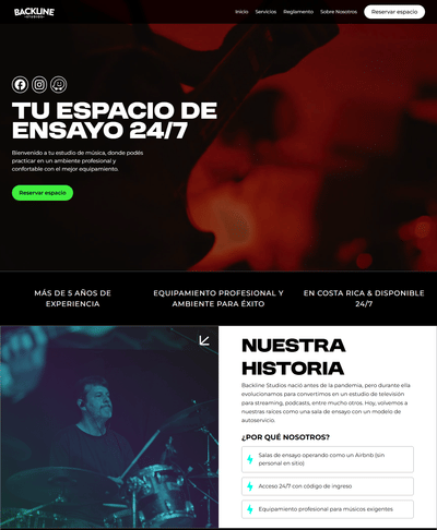 Sala de Ensayos para Músicos: Sistema de Reservas - Creación de Sitios Web