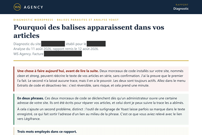 Diagnostic WordPress d'un cabinet d'avocats - Administration web