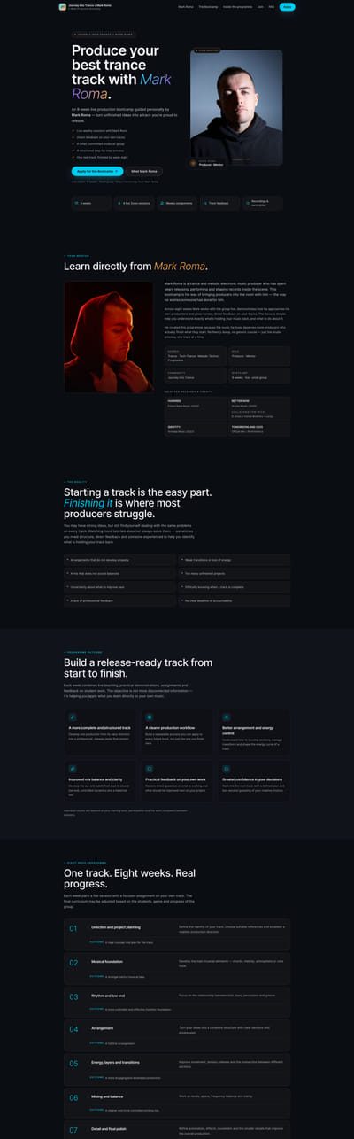 Journey Into Trance Academy - Website Creation