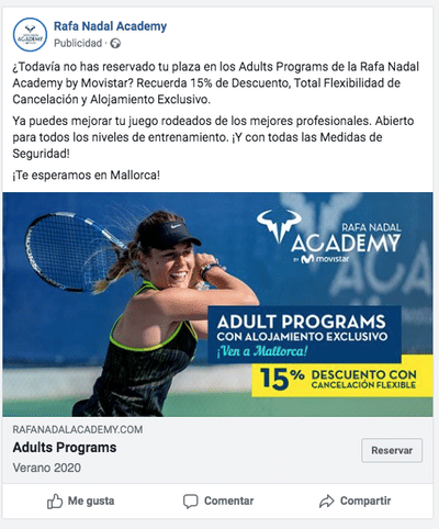 Rafa Nadal Academy: Campañas online - Onlinewerbung
