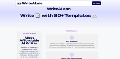 WriteAI.me — AI Writing SaaS for Copywriters - Web Applicatie