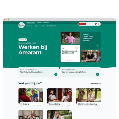 Werken bij Amarant; Zorgvacatures en talentprofielen samenbrengen - Website Creatie