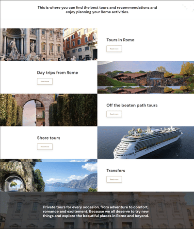 Rome Limo Tours - Webanwendung