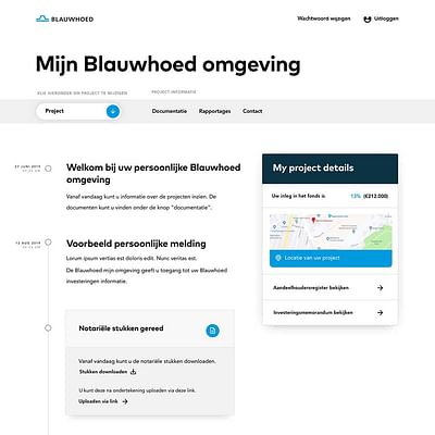 Blauwhoed corporate website & investment platform - Ergonomie (UX / UI)