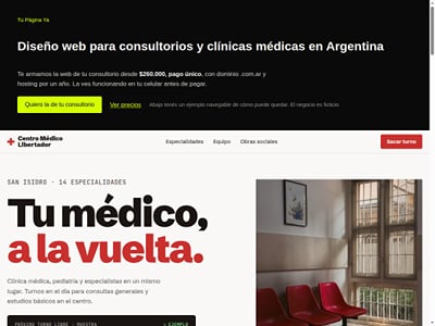Ejemplo propio: web para consultorios médicos (demo) - Website Creation