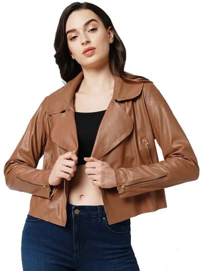 Womens Brown Leather Jacket - Online Advertising