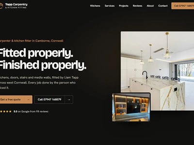 Tapp Carpentry: 65-page carpentry and kitchens website - Website Creation