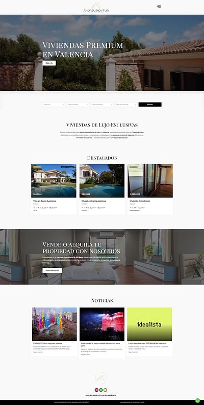 Casas de lujo Andreu Kovtun - Creación de Sitios Web