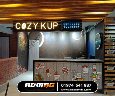 COZY KUP Cafe Led Signboard Branding - Reclame