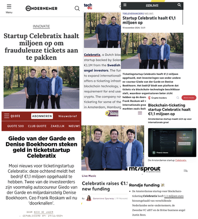 Investeringsronde ticketing startup - Public Relations (PR)