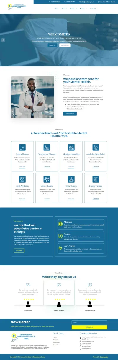 Website development for Asheten Psychiatry - Création de site internet