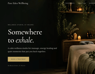 Pure Eden Wellbeing - Webseitengestaltung