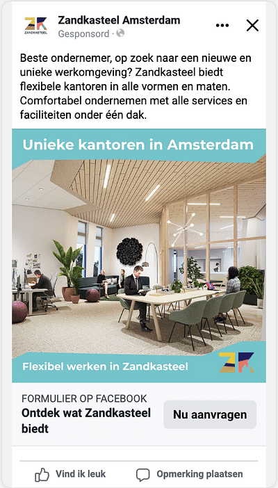 Wonam: Campagne verhuur kantoren in Zandkasteel - Digitale Strategie