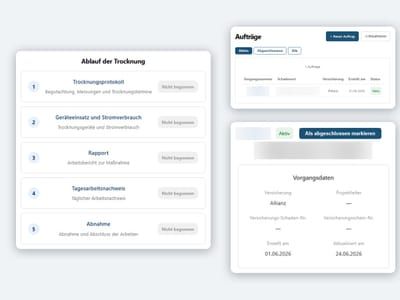 Automated documentation reports for a building-drying contractor - Web Applicatie