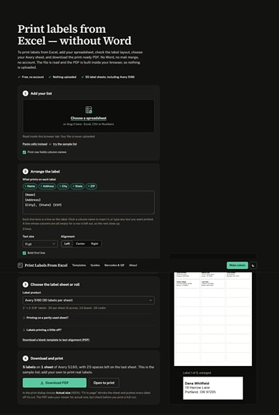 Print Labels From Excel: Privacy-First Label Printing - Website Creation