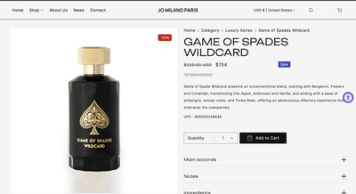 E-commerce website for Jo Milano | A Parisian luxury perfume brand - E-commerce