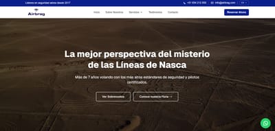 Plataforma Web B2C y Estrategia de Reservas Airbrag Nasca - Creación de Sitios Web
