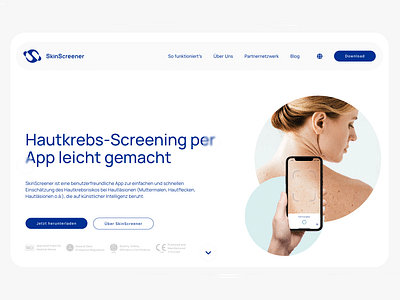 Webdesign für Skinscreener App - Website Creation