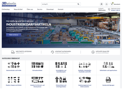 3D Plastic: Moderner B2B-Onlineshop für technische Kunststoffartikel - E-Commerce