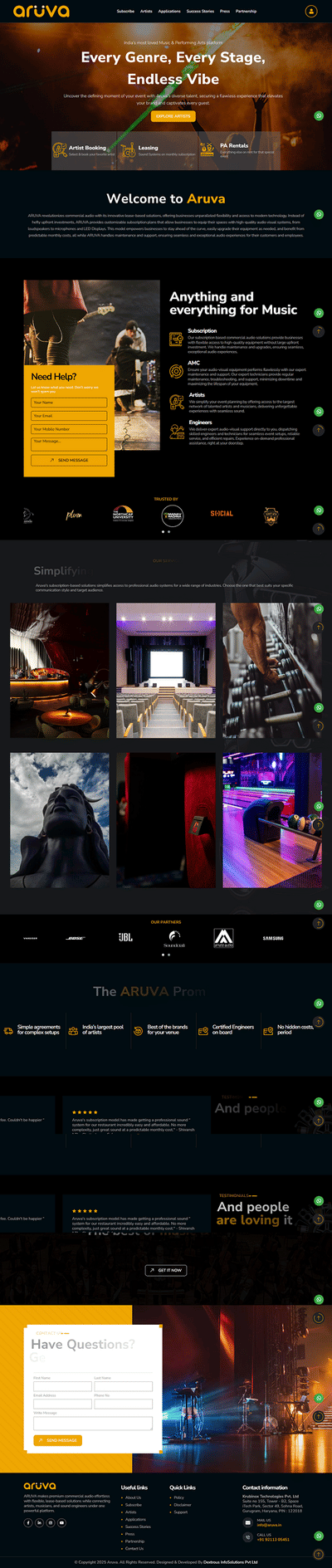 Dynamic Website & Artist Booking Application Development - Application web