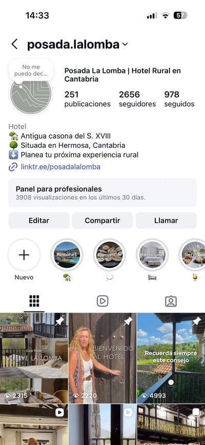 Marketing digital para "Posada La Lomba | Hotel Rural en Cantabria" - Redes Sociales