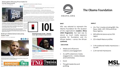 African PR Campaign: Obama Foundation - Relations publiques (RP)