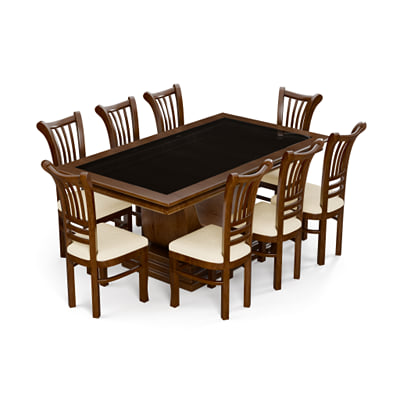 Luxury Wooden Dining Table Set - 3D