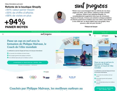 Surf Progress : refonte de la boutique Shopify - Création de site internet