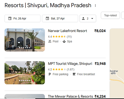 Ranked Narwar Lakefront Resort No. 1 on Google - SEO