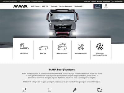 Nieuwe naam, logo, branding en website voor MANA bedrijfswagens - Création de site internet