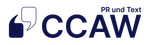 CCAW PR und Text logo