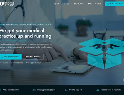 Practice in a Box: 13-page site for a medical-practice setup company - Website Creation