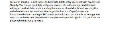 Shopify Data Entry Specialist - E-commerce